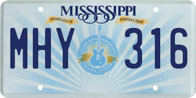MS license plate MHY316