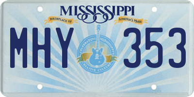 MS license plate MHY353