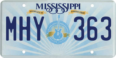 MS license plate MHY363