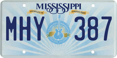 MS license plate MHY387