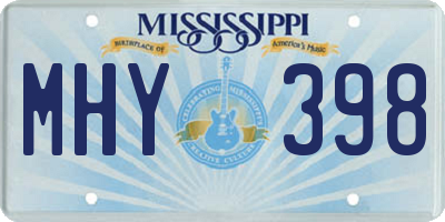 MS license plate MHY398