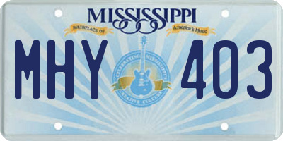 MS license plate MHY403