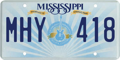 MS license plate MHY418
