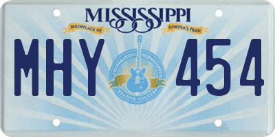 MS license plate MHY454