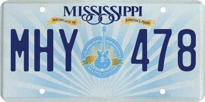 MS license plate MHY478