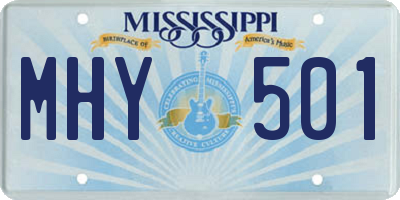MS license plate MHY501
