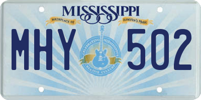 MS license plate MHY502
