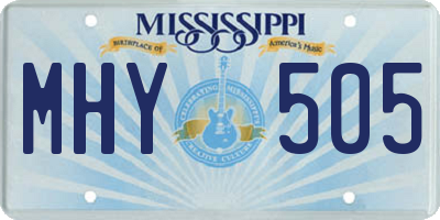 MS license plate MHY505