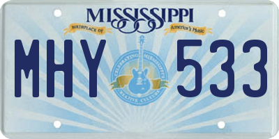 MS license plate MHY533