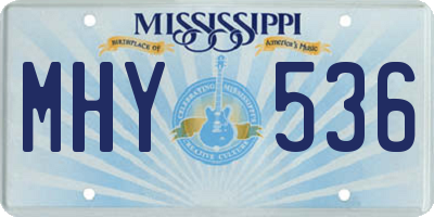 MS license plate MHY536