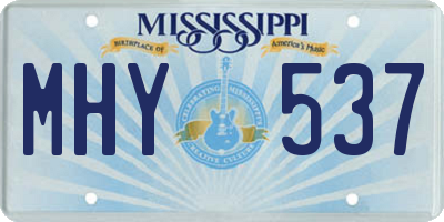 MS license plate MHY537