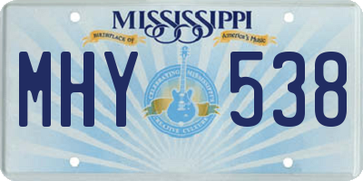MS license plate MHY538