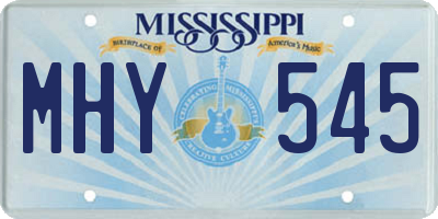 MS license plate MHY545