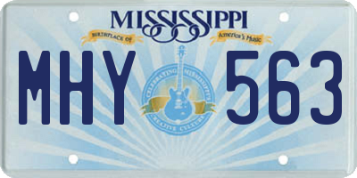 MS license plate MHY563