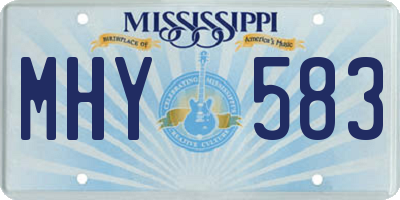 MS license plate MHY583
