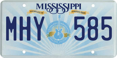 MS license plate MHY585