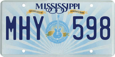 MS license plate MHY598