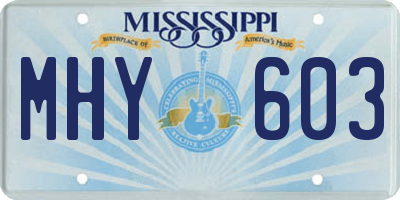 MS license plate MHY603