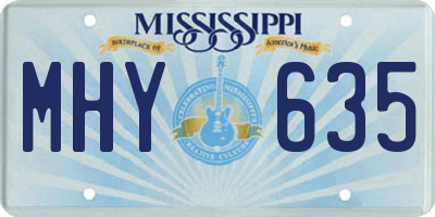 MS license plate MHY635