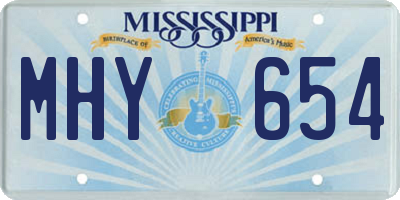 MS license plate MHY654