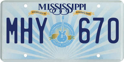 MS license plate MHY670