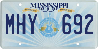 MS license plate MHY692