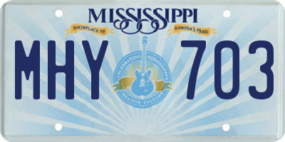 MS license plate MHY703