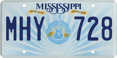 MS license plate MHY728