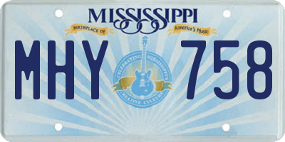 MS license plate MHY758