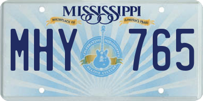 MS license plate MHY765