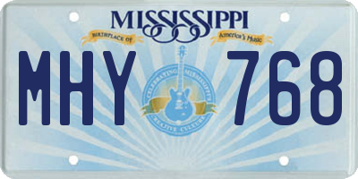 MS license plate MHY768