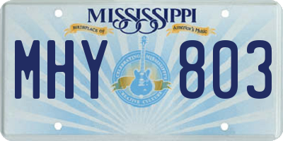 MS license plate MHY803
