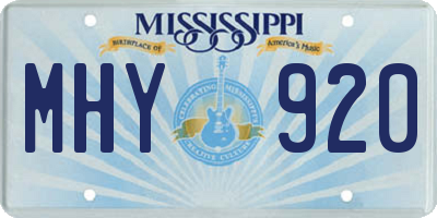 MS license plate MHY920