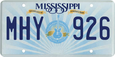 MS license plate MHY926