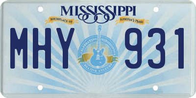 MS license plate MHY931