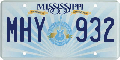 MS license plate MHY932