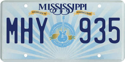 MS license plate MHY935