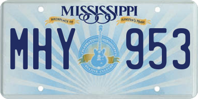 MS license plate MHY953