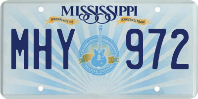 MS license plate MHY972