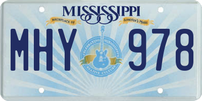 MS license plate MHY978
