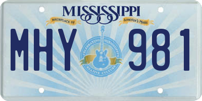 MS license plate MHY981
