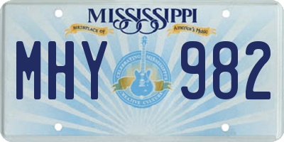 MS license plate MHY982