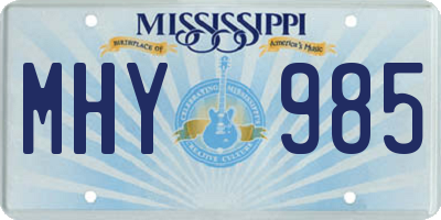 MS license plate MHY985