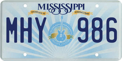MS license plate MHY986