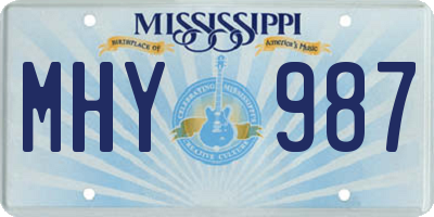 MS license plate MHY987