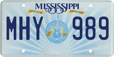 MS license plate MHY989