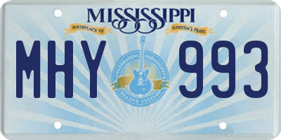 MS license plate MHY993