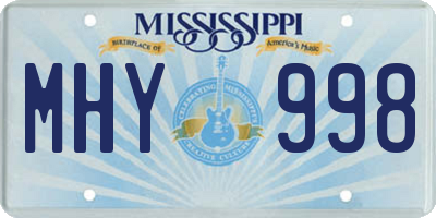 MS license plate MHY998