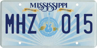 MS license plate MHZ015
