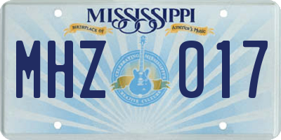 MS license plate MHZ017